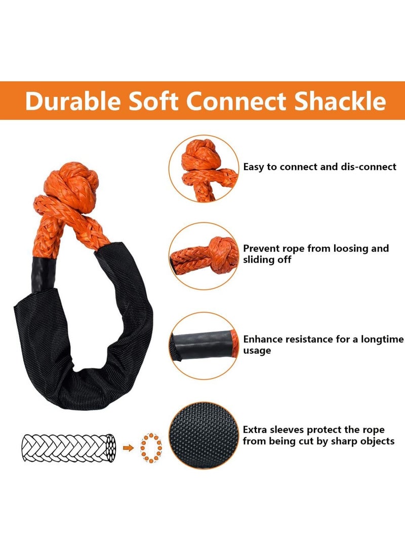 الاصطناعي ناعم سلاسل حبل قوي قبالة الطريق اتصل سلاسل، 1.5x56cm شاحنة استعادة حبل مجموعة 17T كسر القوة خفيفة الوزن مع الأكمام الوقائي لسحب 4X4 ATV سيارة الرباعية الرباعية الإبحار القوارب المقطورة، 2PCS - Image 3